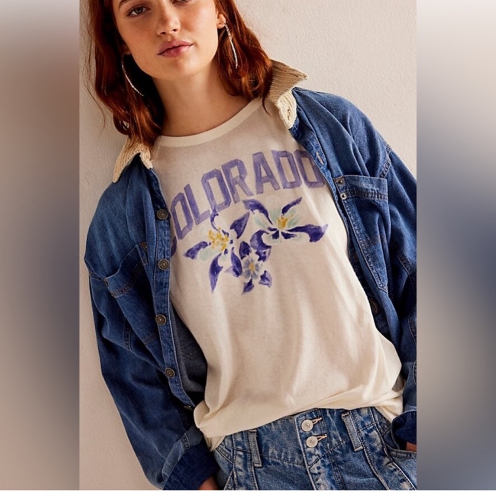 🚫NOT FOR SALE🚫 Free People NWT We The Free Colorado State Flower Shirt, NWOT